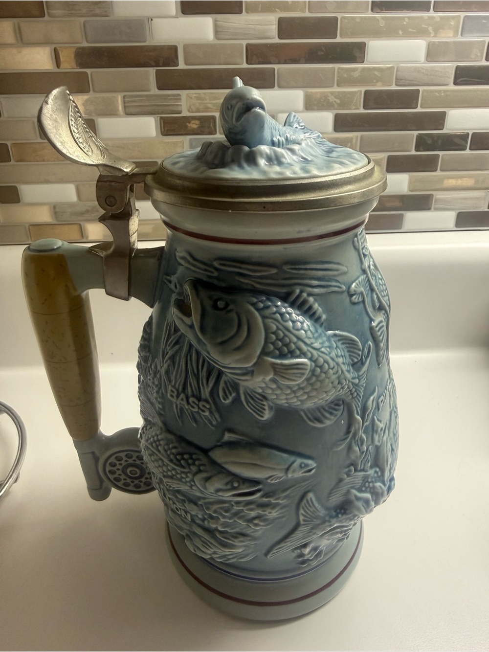 Avon 1990 Ceramic  Stein with Pewter Lid - Home Accent